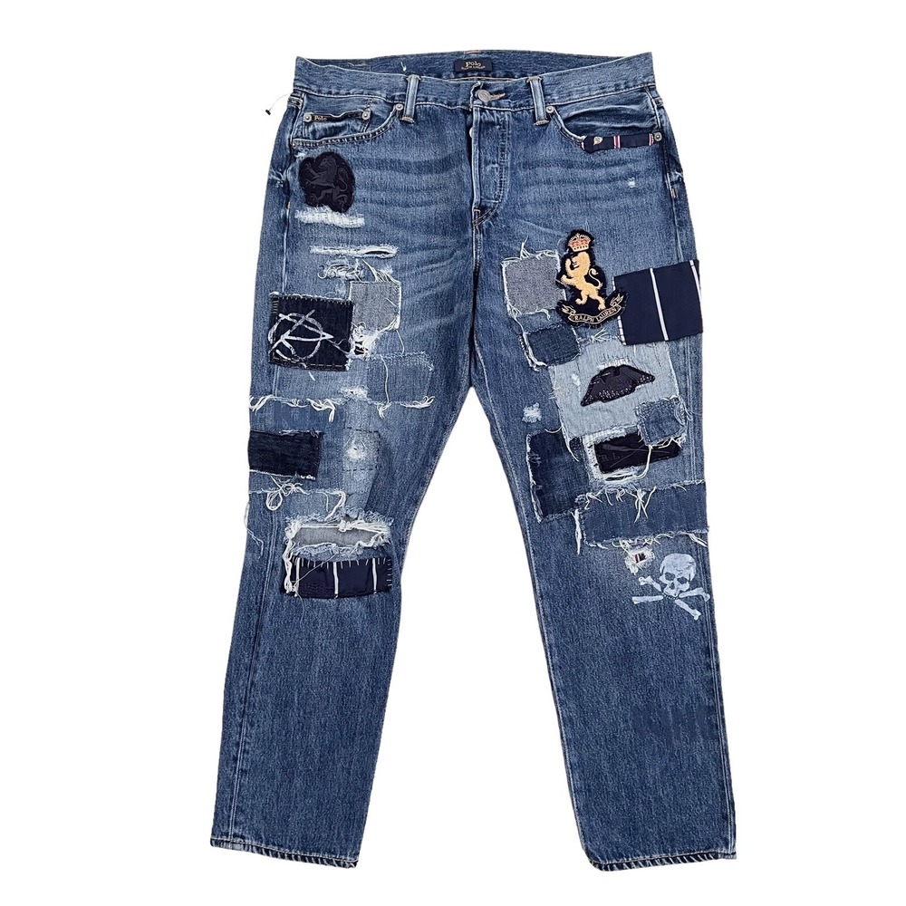 ☠️ RARE Women's Ralph Lauren Patchwork Jeans size 30R - (30x26) Skull ☠️